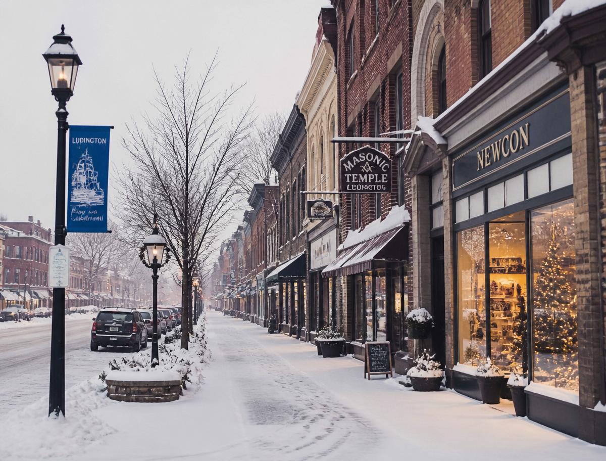Downtown Ludington in winter